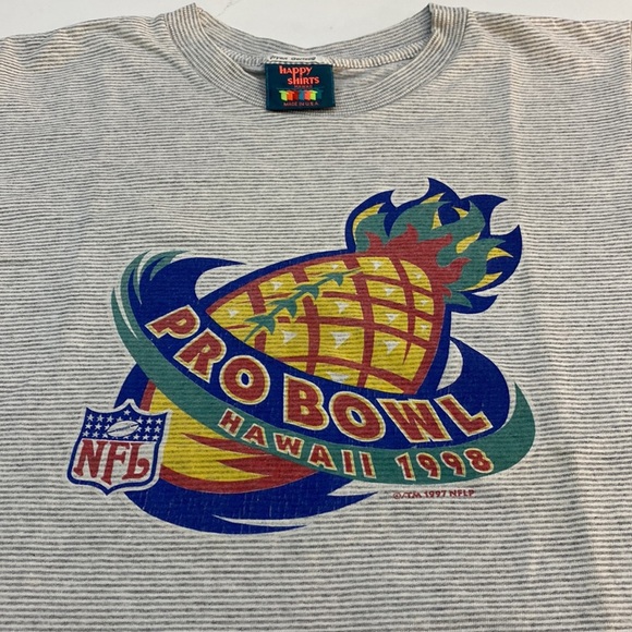 Vintage 90’s Grey Stripe Pro Bowl T-shirt - Picture 2 of 6